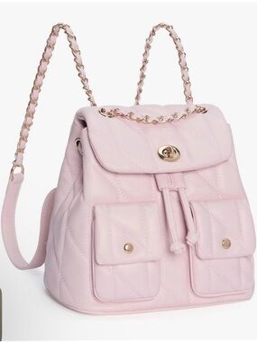 Quilted Pink Chain-Strap Backpack Purse